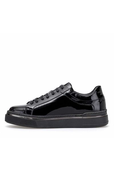 LUCIANO BELLINI Men's Casual Leather Patent Leather Shoes C26908 Munich - Black - 42