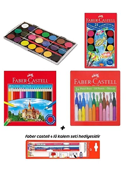 Faber Castel FABER 24'Lü Kuru Boya - 24'Lü Pastel Boya - 21'Li Sulu Boya - 4 ...