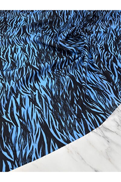 ipekkumaş قميص من قماش الكريب بنمط الحمار الوحشي الأزرق يباع بالقطعة 1 قطعة 1...