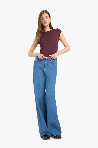 DeFacto Cool Fitted Crew Neck Basic Solid Modal κοντομάνικο μπλουζάκι F5187AX25SM