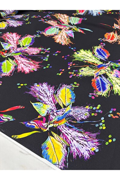 ipekkumaş قميص من قماش الكريب بنمط أوراق الشجر، يتم بيع منتجنا قطعة واحدة 1 متر