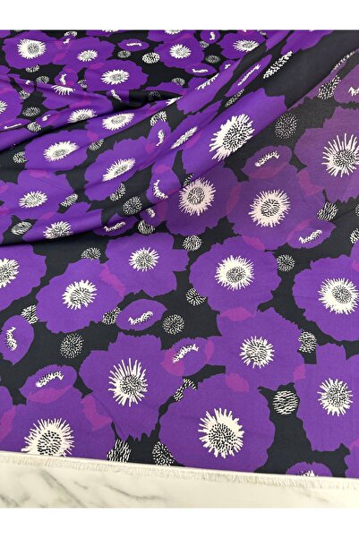 ipekkumaş قميص من قماش الكريب بنمط الشمر الأرجواني يباع بالقطعة 1 قطعة 1 متر