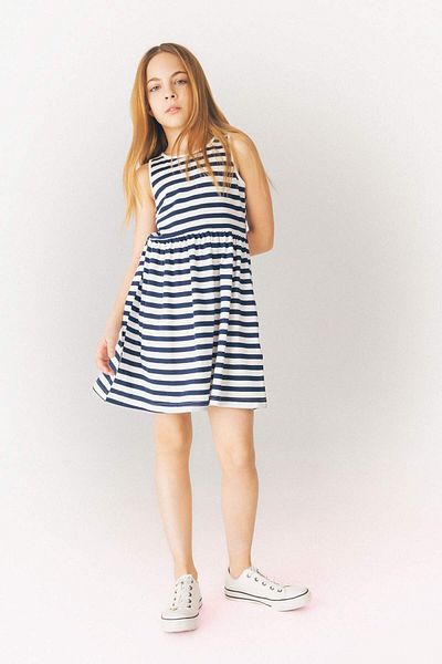 DeFacto Girls' Crew Neck Striped Sleeveless Summer Dress B4340A825Sm