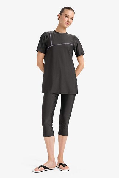 DeFacto Regular Fit 4-Piece Quick Dry Burkini Hijab Basic Plain Swimsuit Set E3514Ax25Hs