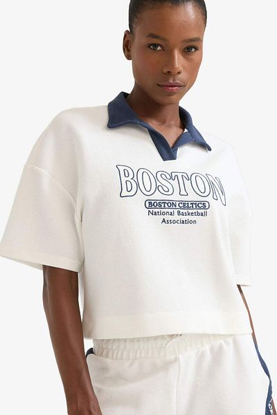 DeFacto تي شيرت بولو بأكمام قصيرة وياقة بولو من Fit Nba Boston Celtics E3610ax25sm