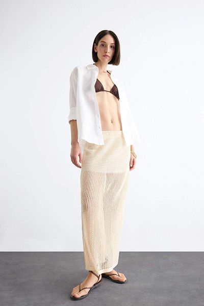 DeFacto Flexible Waisted Crochet Maxi Beach Skirt F7452Ax25Sm