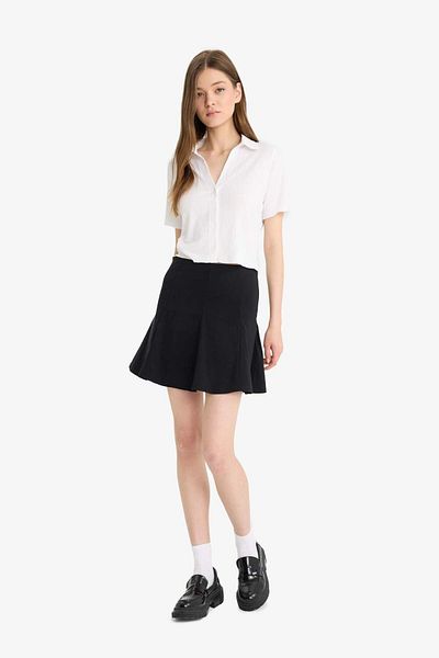 DeFacto Cool Combed Cotton Lining Bengalin Mini Black Skirt F5576Ax25Sm