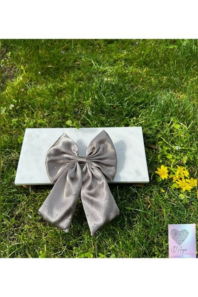 Darya Dd131 Stone Embroidered Satin Mink Bow Buckle