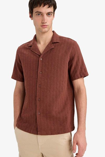 DeFacto Regular Fit Polo Neck Jacquard Short Sleeve Shirt E5693Ax25Sm