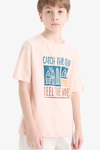 DeFacto Boy's Crew Neck Printed Short Sleeve T-Shirt E8454A825Hs