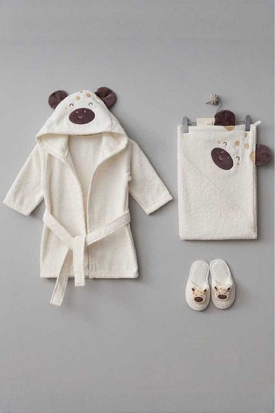 UmBaby Newborn Baby Towel Bathrobe Set Organic Cute Cow - Baby Birth Gift Boxed Product