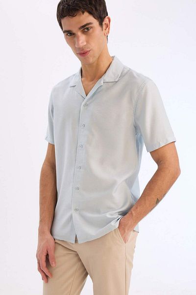 DeFacto Modern Fit Summer Polo Collar Basic Plain Short Sleeve Shirt V8406Az25Sm