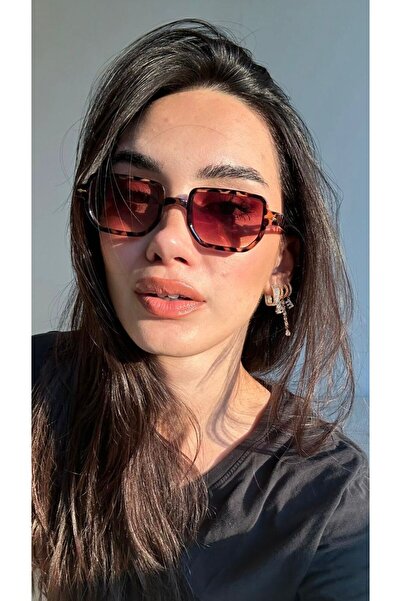 funeyes نظارة شمسية من Lodin بإطار بنمر بني متدرج من الزجاج، مستطيلة الشكل لل...