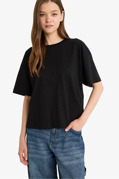 DeFacto Coool Loose Fit Basic Plain Short Sleeve White T-Shirt F4603Axns