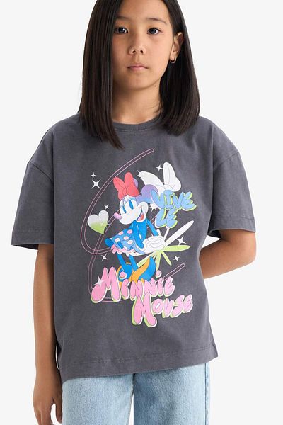 DeFacto Κοριτσίστικο Disney Mickey & Minnie Oversize Φαρδύ μπλουζάκι με λαιμόκοψη με κοντό μανίκι E2617A825SM