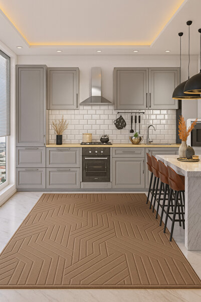 SOFT DECOR Modern Embos Dekoratif Halı Kaymaz Taban Yıkanabilir Salon Antre K...
