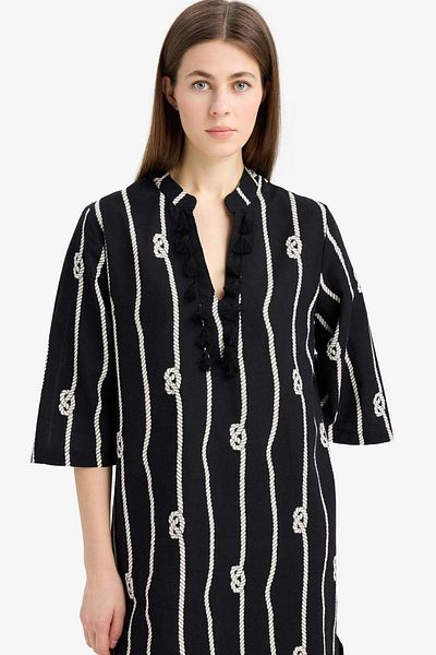 DeFacto Regular Fit Patterned Cotton Midi Beach Dress-Fall in Love E5099Ax25Sp