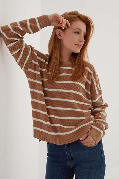 Fashion Friends Pulover cu dungi Camel
