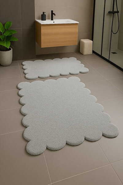 SOFT DECOR modern dekoratif kaymaz taban Papatya şekilli dekoratif banyo paspası klozet takımı 80x120-50x80 cm