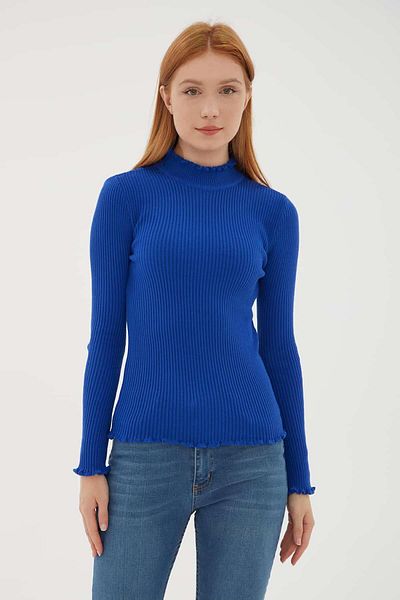 Fashion Friends Saks cu jumatate de pulover cu guler rocos