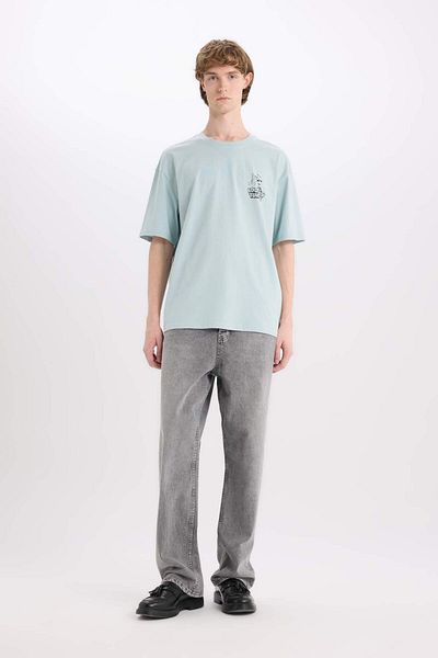 DeFacto 100% βαμβακερό Looney Tunes Boxy Fit Crew λαιμόκοψη με στάμπα μπλουζάκι με κοντό μανίκι D6774ax25sp