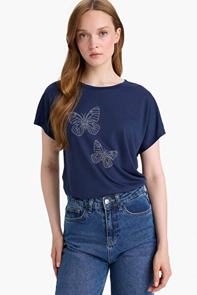 DeFacto Regular Fit Crew Neck Printed Short Sleeve T-Shirt F4835Ax25Sm