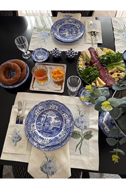 NC Home Design Blue Cornales Американська серветка та чохол для виделки на 2 особи