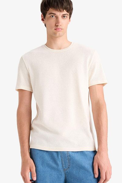 DeFacto Regular Fit Crew Neck Short Sleeve Knitwear Look T-Shirt E3963Ax25Sm