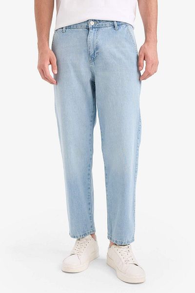 DeFacto 100% Cotton Relax Fit Wide Leg Jean Snow Washed Pants E1376Ax25Sm