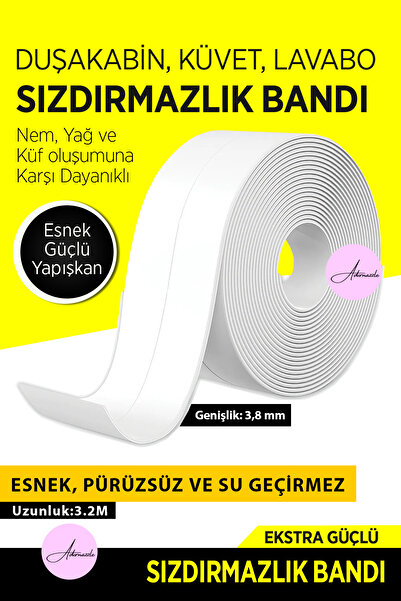 adornazzle Su Sızdırmaz Geçirmez Bant, Lavabo Küvet Kenar Bandı 3.2 Metre