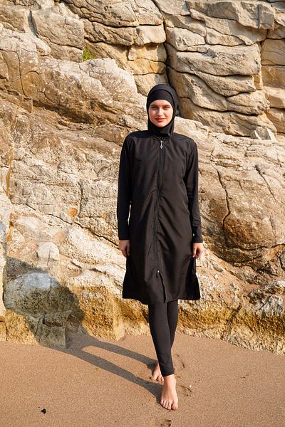 vawensea Parachute Fabric Lycra Sleeves and Leggings - Black Hijab Swimsuit