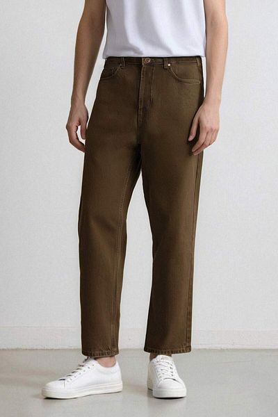 DeFacto Мъжки дънкови панталони Baggy Fit с прав крачол, памучен цвят каки F4139ax/kh154