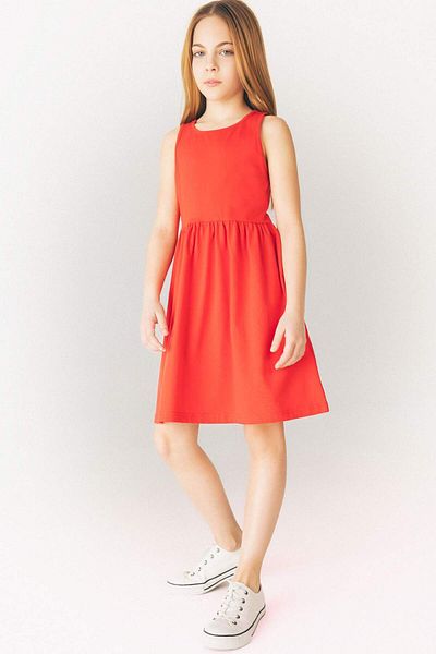 DeFacto Girls' Crew Neck Basic Plain Sleeveless Summer Dress B4336A825Sm