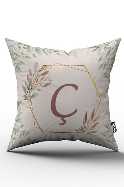 SasoHome غطاء وسادة حرف C - غطاء وسادة مطبوع رقمي مزخرف مع حروف