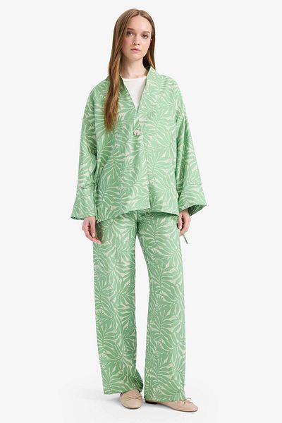 DeFacto Wide Leg Patterned Pocket Wide Leg Trousers D9808Ax25Sm