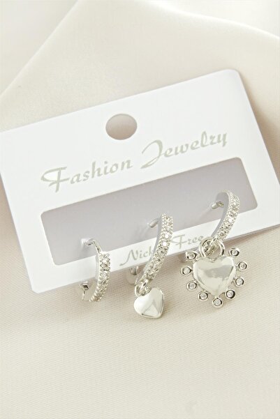 feryal 3 قطع أقراط على شكل قلب من حجر الزركون