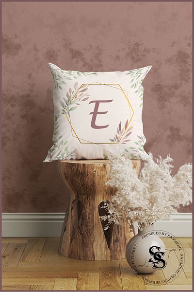 SasoHome غطاء وسادة على شكل حرف E - غطاء وسادة مطبوع رقميًا مزخرفًا مع حروف