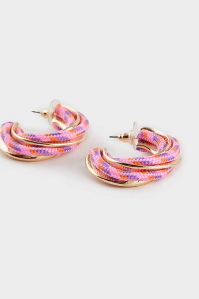 DeFacto Women's Pink Rope Detailed Gold Earrings F1118Axns