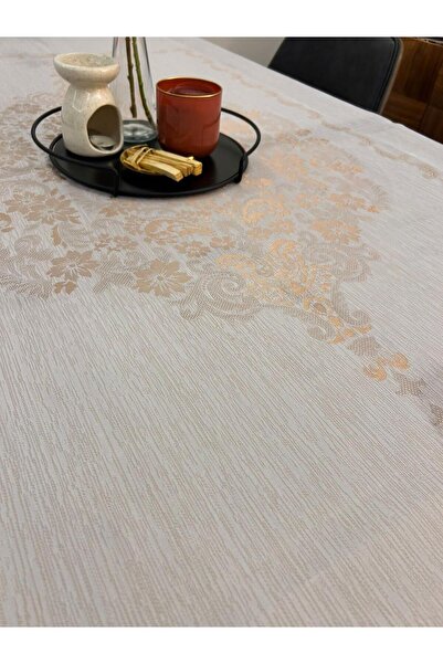 homease مفرش طاولة إيبيزا جامبو من القماش الخالي من القلق باللون البيج، مقاوم للأوساخ والبقع والسوائل