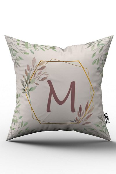 SasoHome غطاء وسادة حرف M - غطاء وسادة مطبوع رقمي مزخرف مع حروف