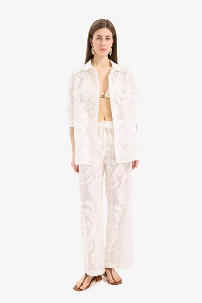 DeFacto Regular Fit Lace Detailed Beach Shirt-Fall in Love D9768Ax25Sm
