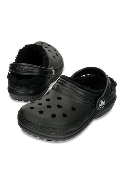 Crocs Classic Lined Clog Kids Slippers207010-060 Black/black