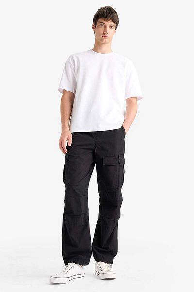 DeFacto 100% Cotton Loose Relaxed Fit Wide Leg Cargo Pocket Wide Leg Summer Trousers E6983Ax25Sp