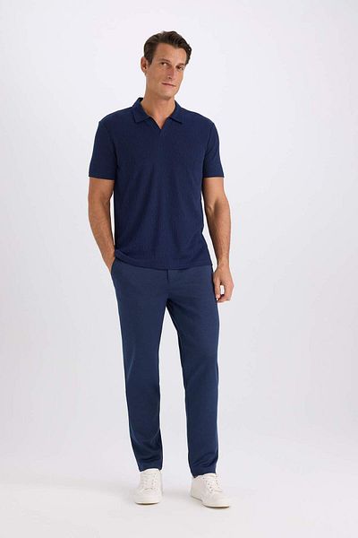 DeFacto Тениска с къс ръкав и поло деколте Slim Fit W9274az25sm