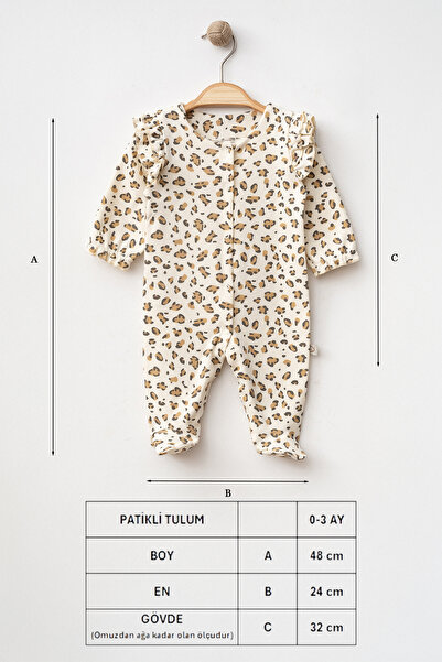 O Baby Leopar Desenli Fırfırlı Şapkalı Tulum - Kız Bebek - %100 Pamuk Yenidoğan Set