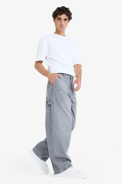 DeFacto 100% βαμβακερό Skater Fit Φαρδιά Εφαρμογή Ψηλόμεσο Φαρδύ τζιν παντελόνι F3927AX25SM