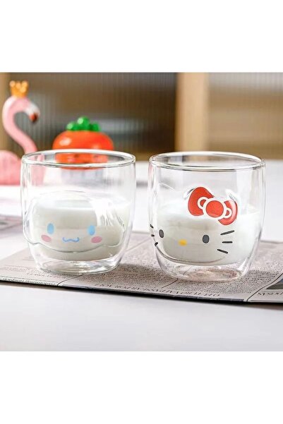 Meyra Accessories 1 قطعة سانريو كاواي جدار مزدوج مرحبا كيتي سينامارول لو كوب بوروسيليكات 250 مل هدية