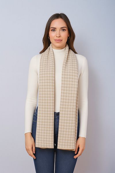 Sebir Moda Houndstooth Patterned Knitwear Shawl