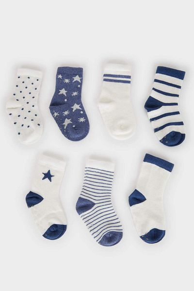 DeFacto Baby Boy Anti-Rutsch-Sohle 7 Stück Baumwolle Lange Socken E7055A5NS