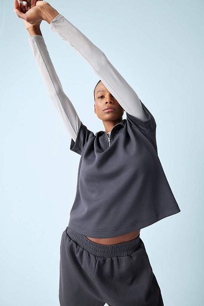DeFacto DeFactoFit Tricou cu mânecă scurtă pentru atlet, cu guler vertical, cu potrivire standard E2931AX25SM
